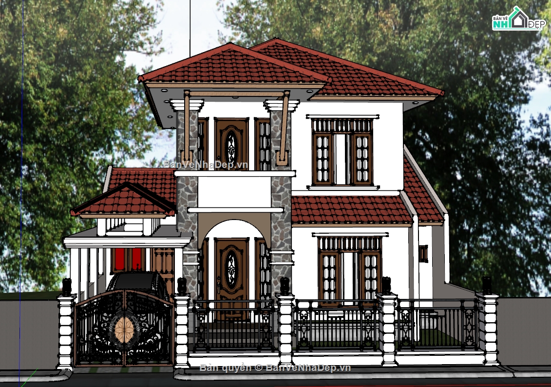biệt thự,biệt thự 2 tầng,model biệt thự 2 tầng